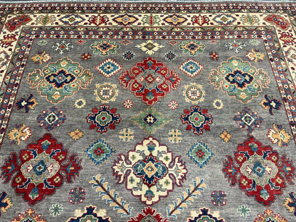 Gray Kazak 9X12 Handmade Wool Rug # 13890