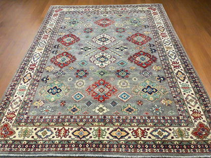 Gray Kazak 9X12 Handmade Wool Rug # 13890