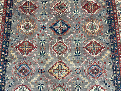 Gray Kazak 9X12 Handmade Wool Rug # 13721