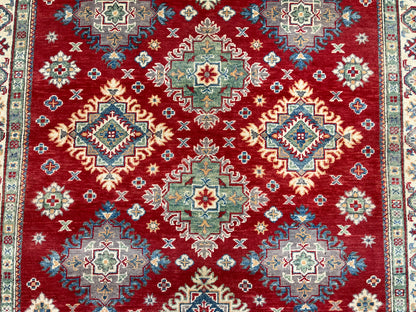 Geometric Red Kazak Oriental Rug 5X7 # 13822