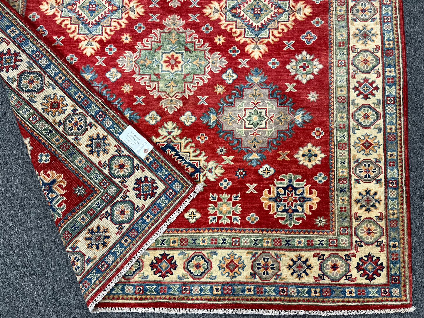 Geometric Red Kazak Oriental Rug 5X7 # 13822