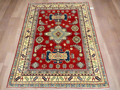 Geometric Red 5X7 Kazak Oriental Rug # 13829