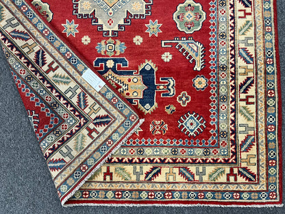 Geometric Red 5X7 Kazak Oriental Rug # 13829