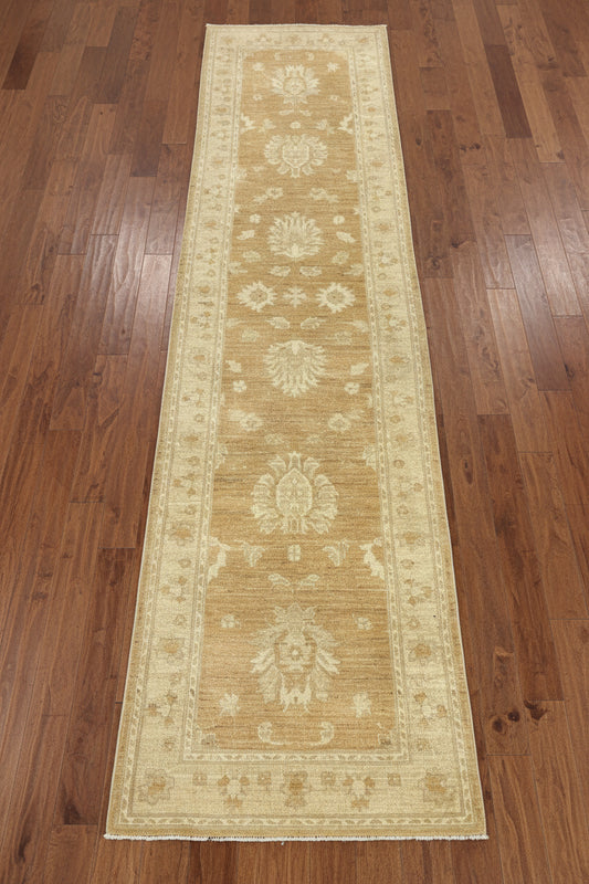 Sandy beige Chobi Runner 2' 8"X9' Handmade Wool Rug # 9636