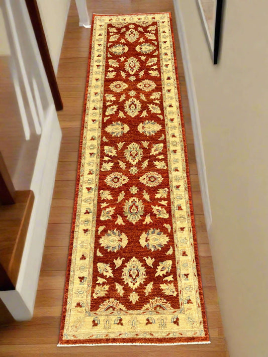 Rust Chobi Runner 2' 7"X10' Handmade Wool Rug # 10578