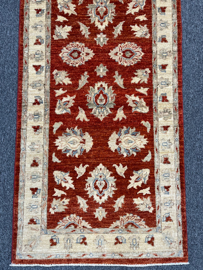 Rust Chobi Runner 2' 7"X10' Handmade Wool Rug # 10578