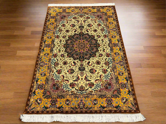 5X8 Silk Handloom Multicolor Rug # 14359