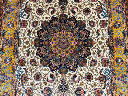 5X8 Silk Handloom Multicolor Rug # 14359