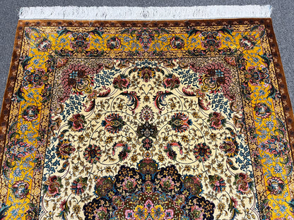 5X8 Silk Handloom Multicolor Rug # 14359