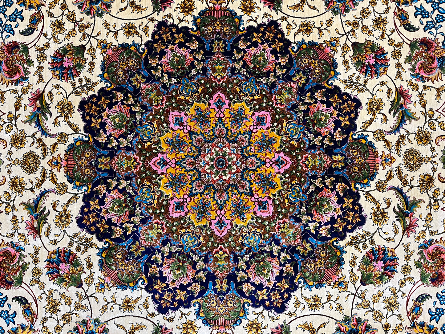 5X8 Silk Handloom Multicolor Rug # 14359