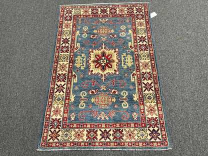 Kazak Light Blue 3X5 Handmade Wool Rug # 14465