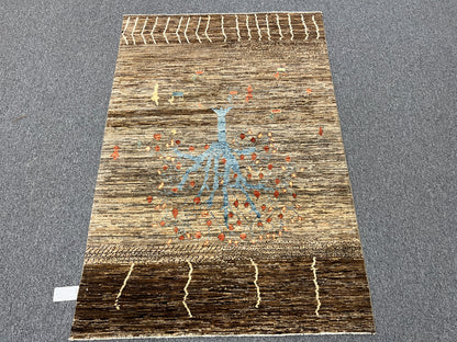 4X6 Gabbeh Loribaft Handmade Wool Tribal Rug # 14421