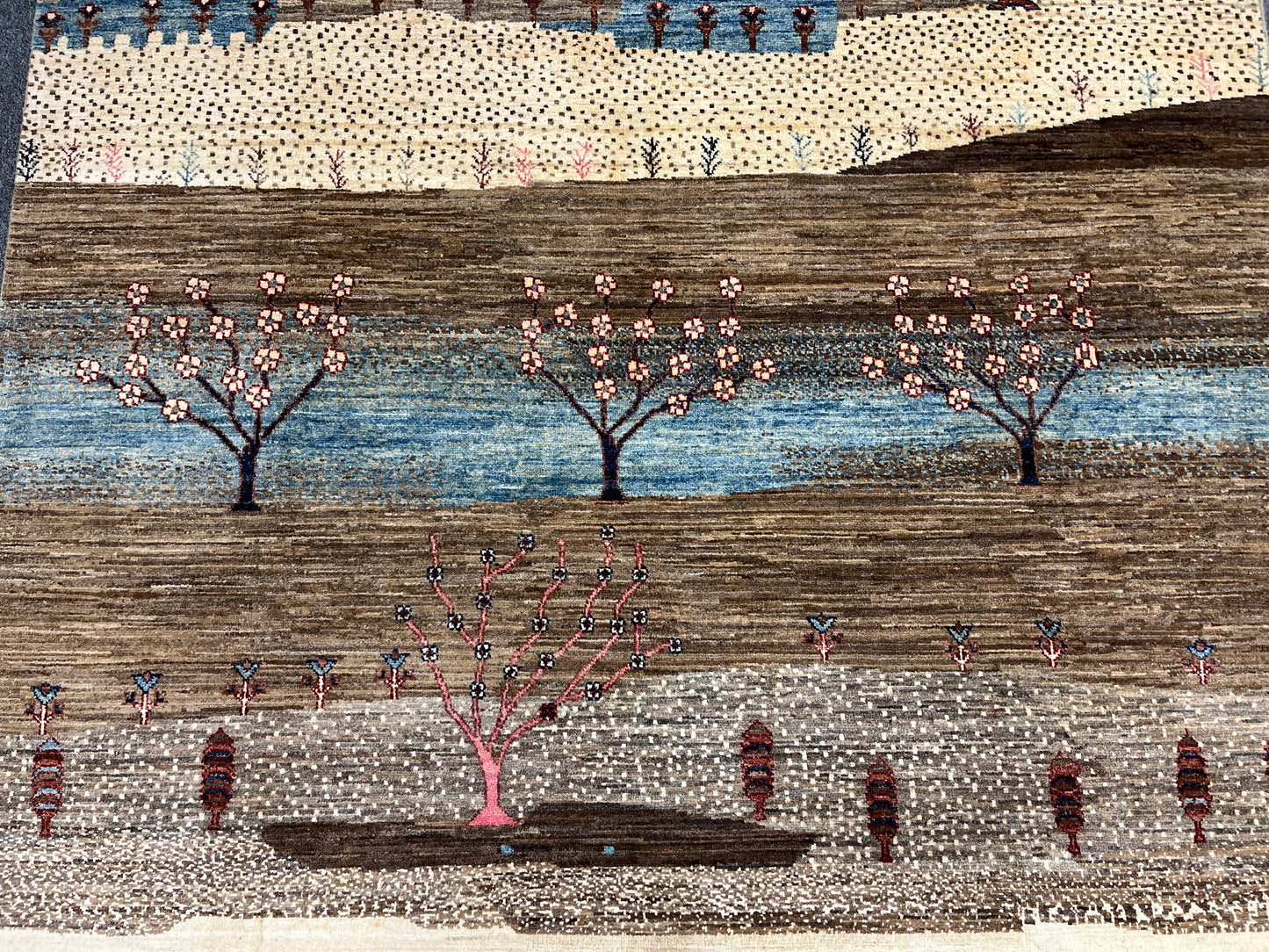 6X9 Gabbeh Loribaft Handmade Wool Tribal Rug # 14380