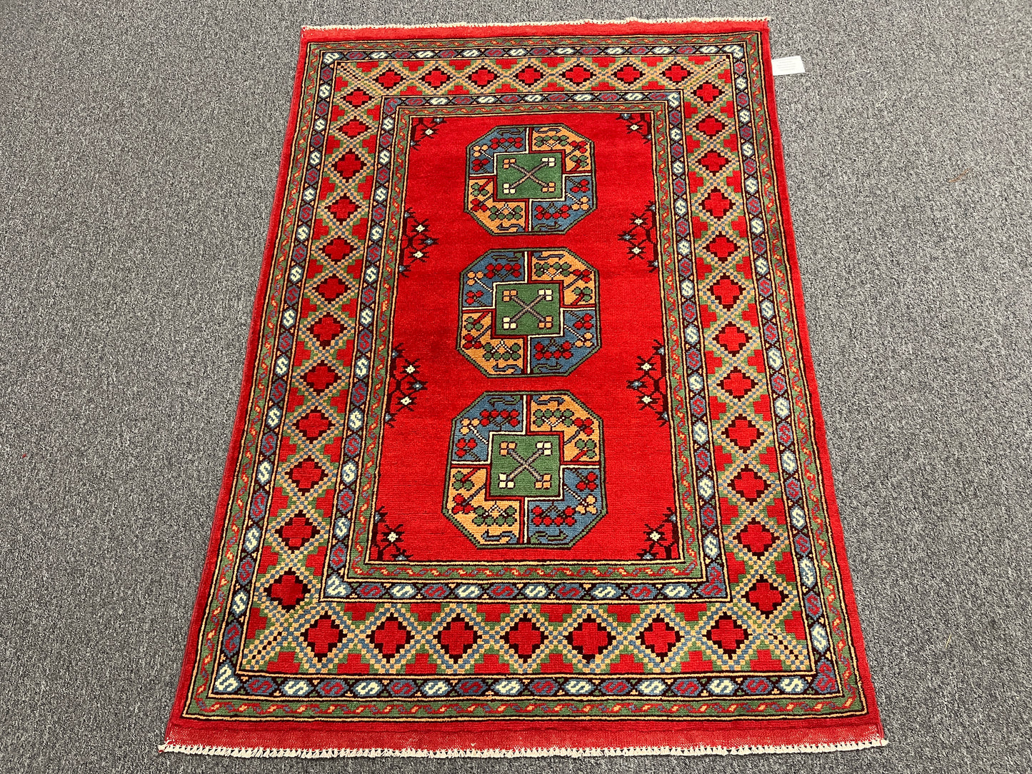 Red 4X6 Tribal Afghan Handmade Wool Rug # 14512