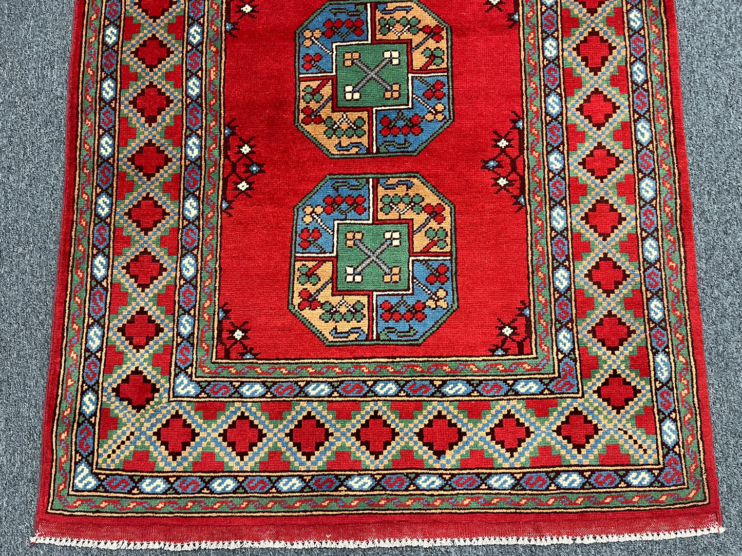 Red 4X6 Tribal Afghan Handmade Wool Rug # 14512