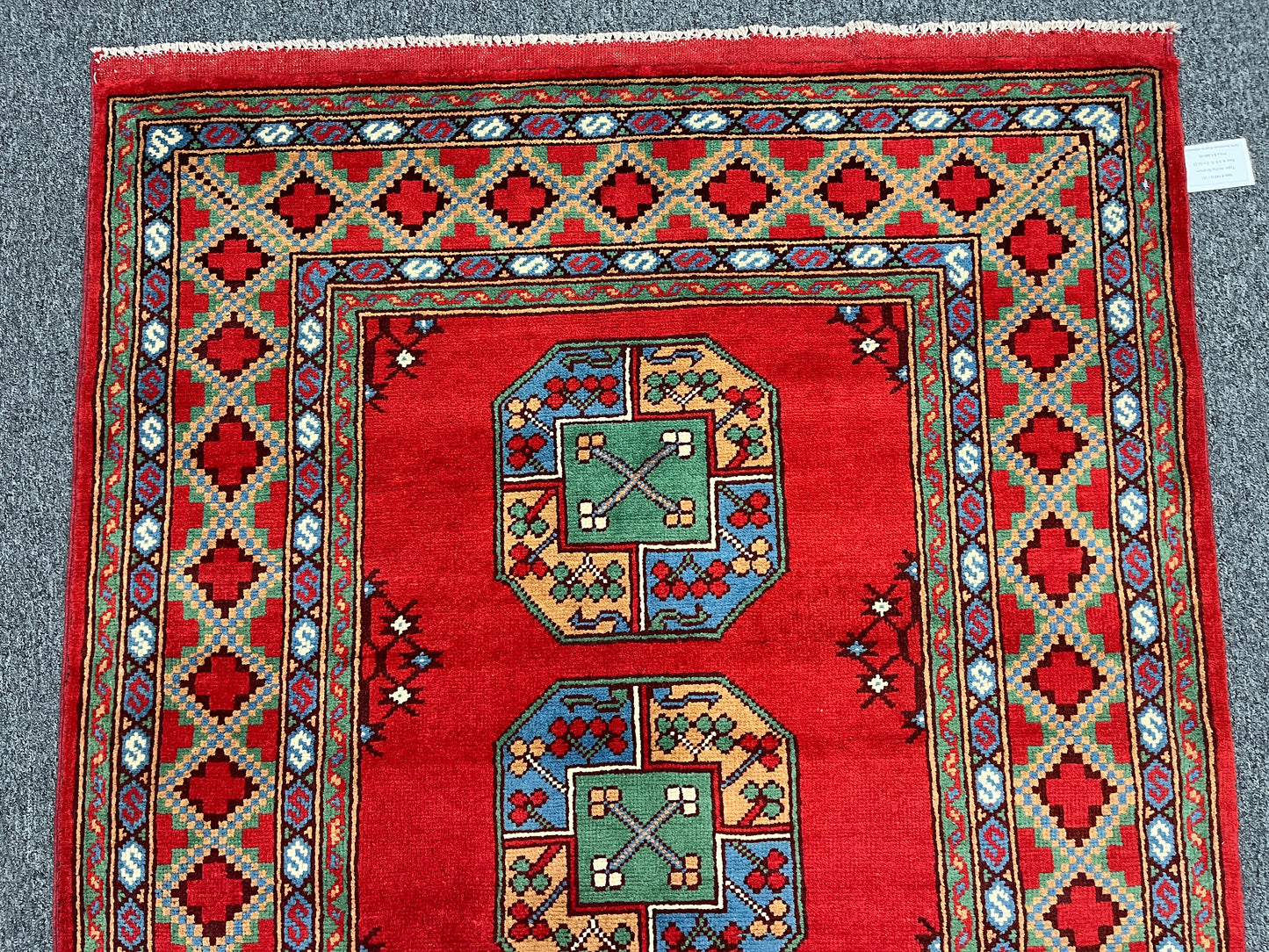 Red 4X6 Tribal Afghan Handmade Wool Rug # 14512