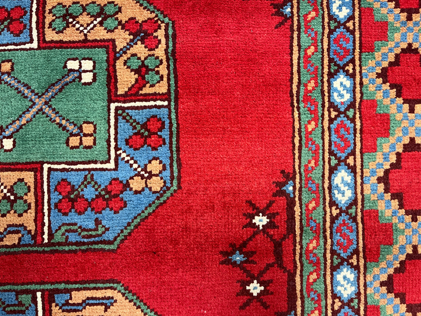 Red 4X6 Tribal Afghan Handmade Wool Rug # 14512