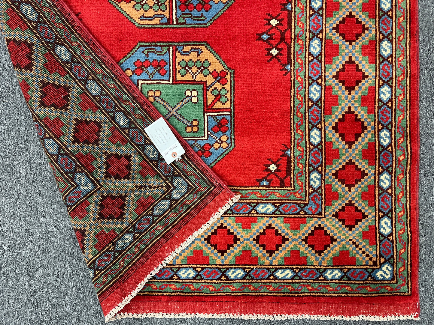 Red 4X6 Tribal Afghan Handmade Wool Rug # 14512