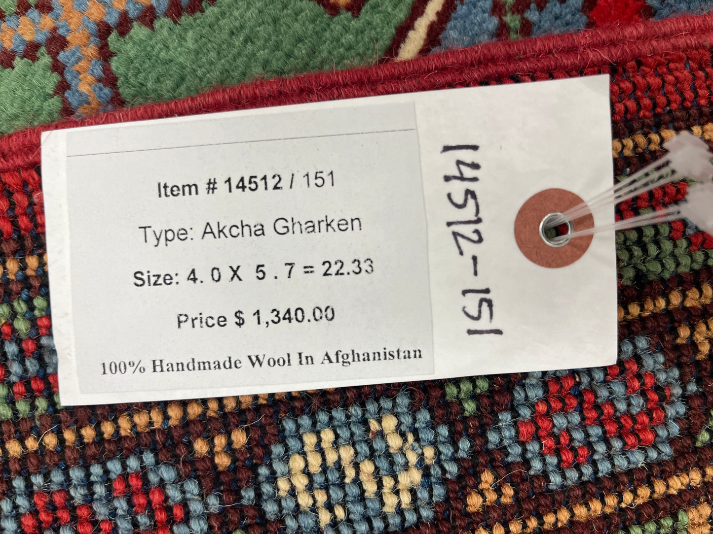 Red 4X6 Tribal Afghan Handmade Wool Rug # 14512