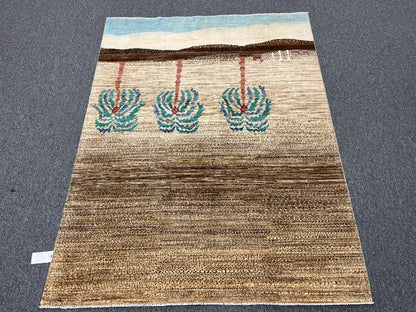 5X7 Gabbeh Loribaft Handmade Wool Tribal Rug # 14435