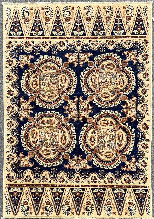 4X6 Navy Blue Oushak Handmade Wool Rug # 9176