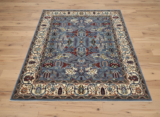 8X10 Afghan Bijer Silver Handmade Wool Rug # 14633