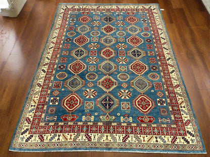 Light Blue 8x11 Kazak Handmade Wool Rug | Bedford Rugs # 13736