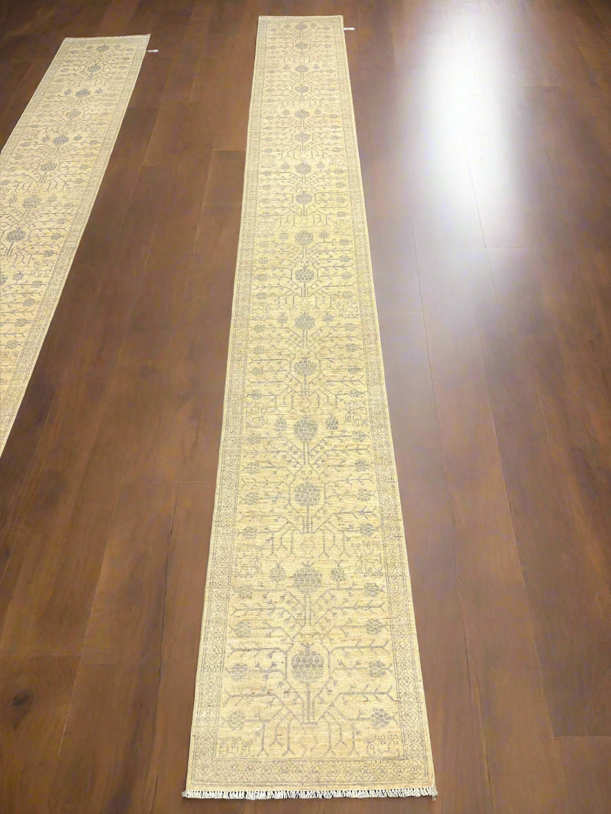 Oushak Khotan 2'5" x 19'4" Handmade Wool Runner Rug1
