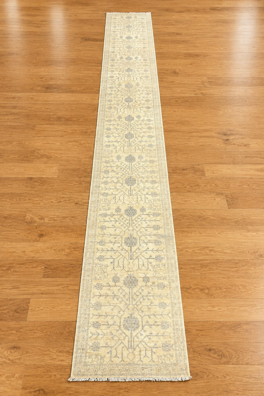 Oushak Khotan 2'5" x 19' Handmade Wool Runner Rug1