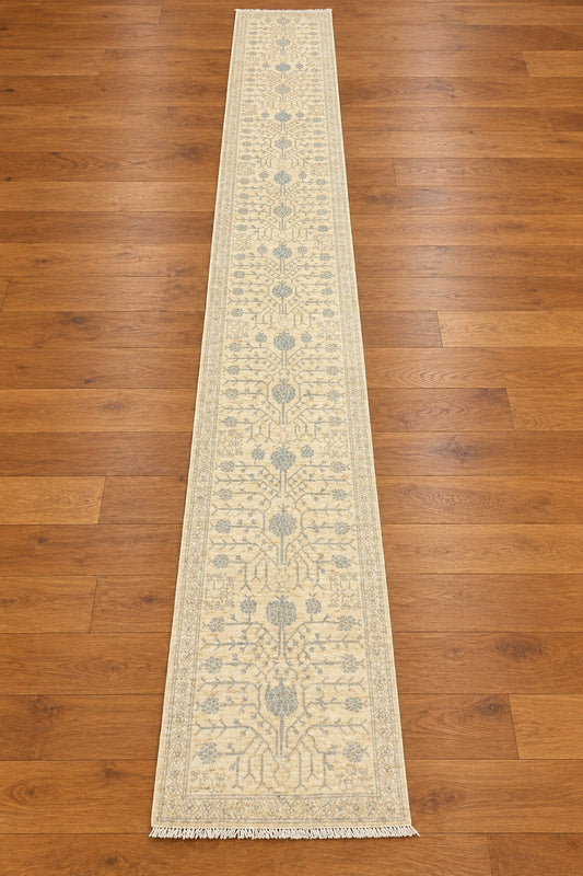 Oushak Khotan 2'5" x 19' Handmade Wool Runner Rug2