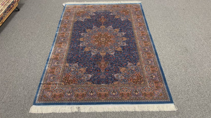 5X8 Silk Handloom Light Blue Multicolor Rug # 14754