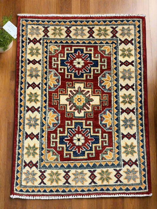 2' X 3' Fine Kazak Handmade Wool Rug # 12621