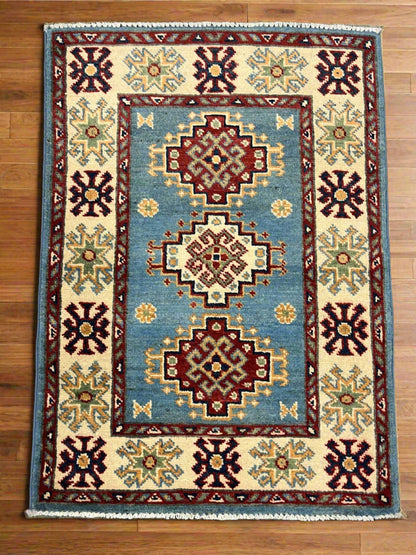2' X 3' Fine Kazak Handmade Wool Rug # 12648