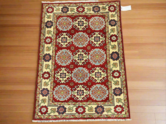 3X4 Red Kazak Handmade Wool Rug # 13021
