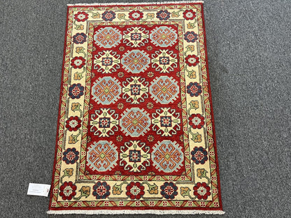 3X4 Red Kazak Handmade Wool Rug # 13021