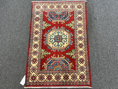 3X4 Red Kazak Handmade Wool Rug # 13020