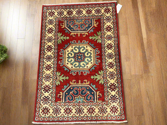 3X4 Red Kazak Handmade Wool Rug # 13020