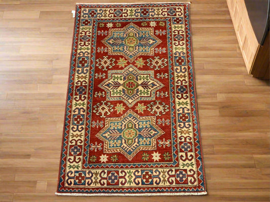3' X 5' Fine Kazak Handmade Wool Rug # 10139
